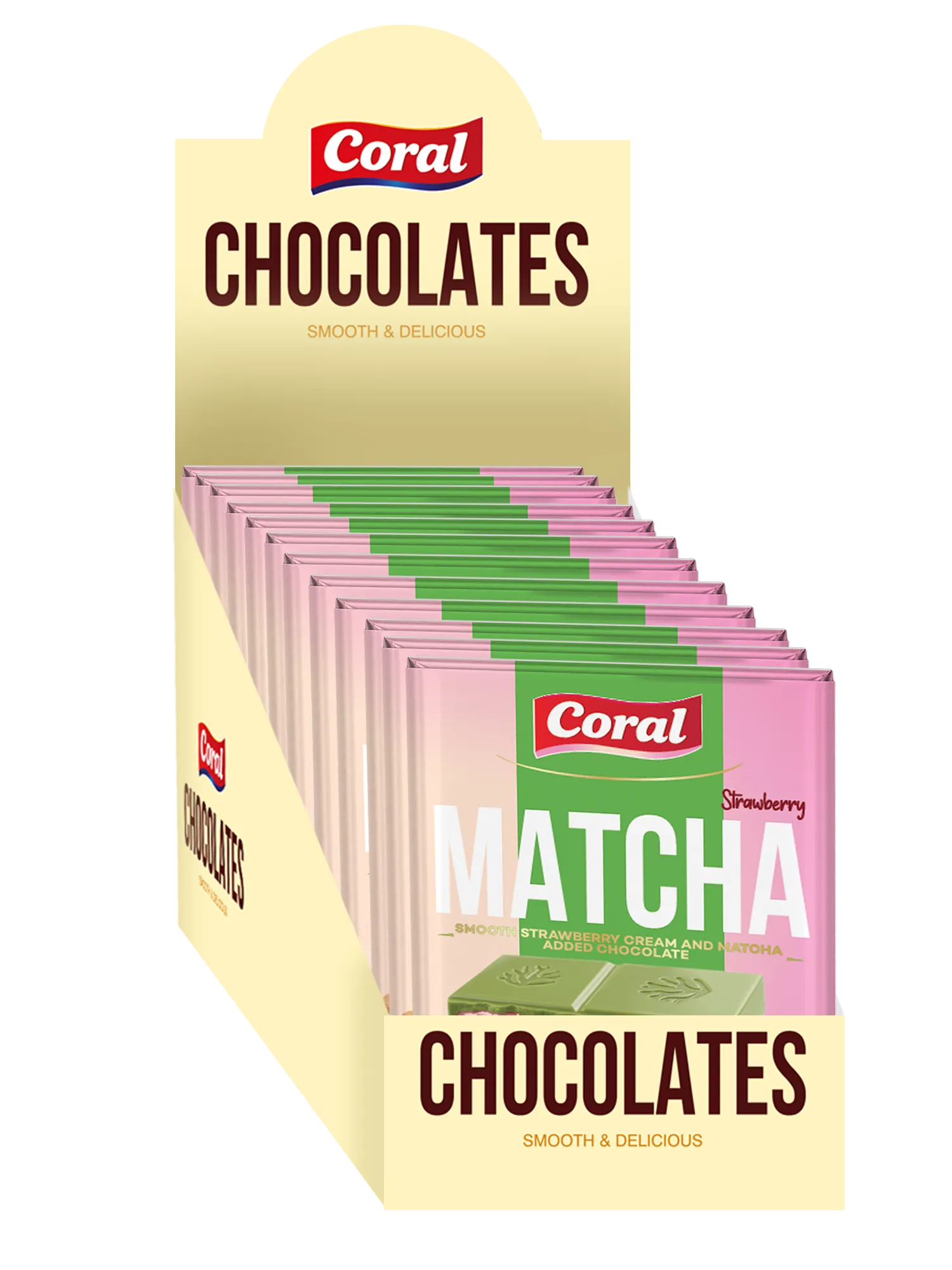 CORAL Matcha Chocolate with Strawberry Cream Filling 60 G