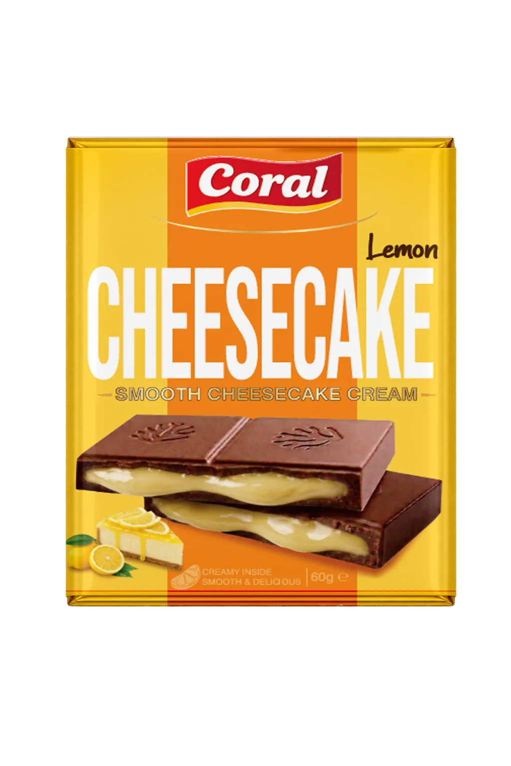 CORAL Milk Chocolate with Lemon Cheesecake Cream Filling 60 G