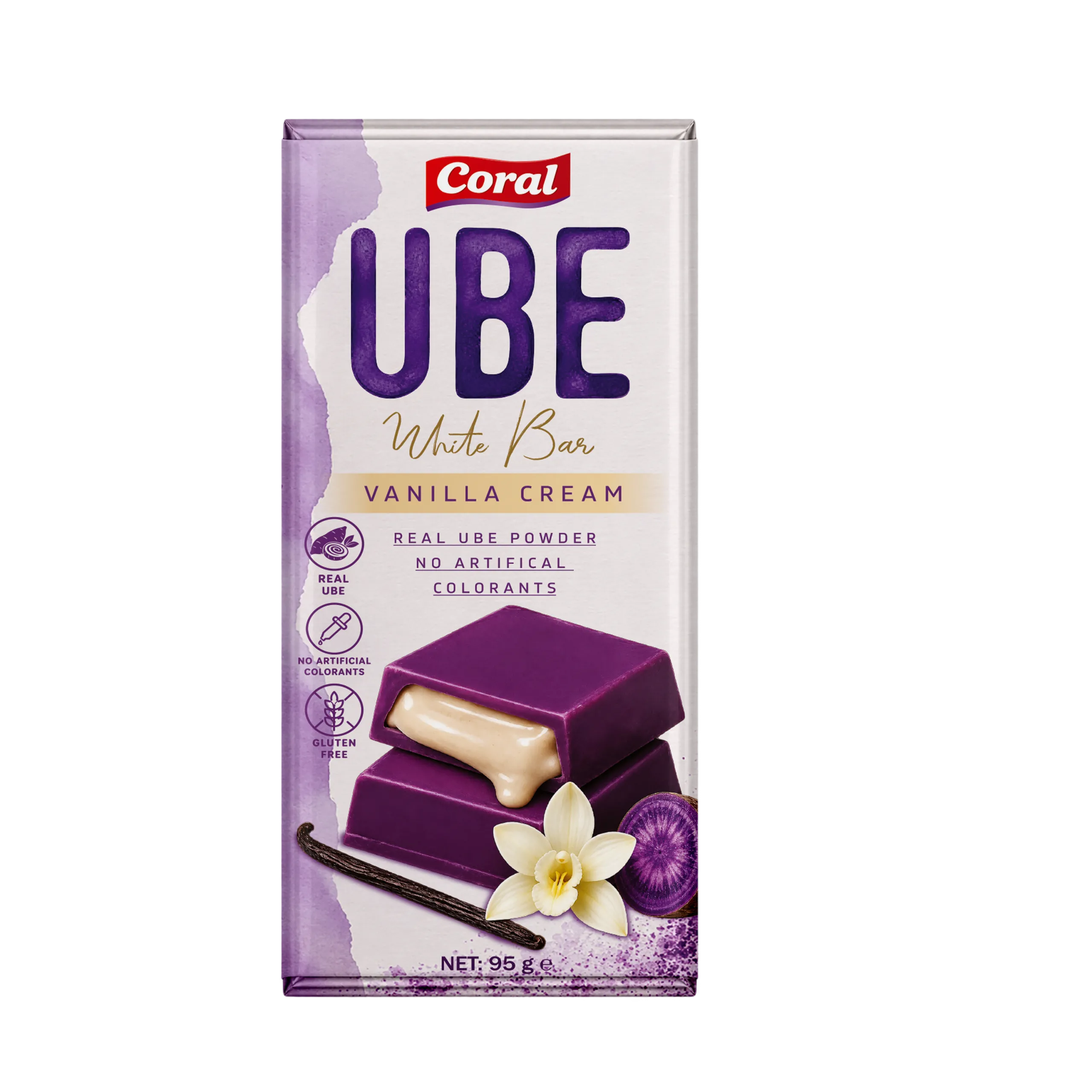 CORAL Ube White Bar with Vanilla Cream Filling 95 G