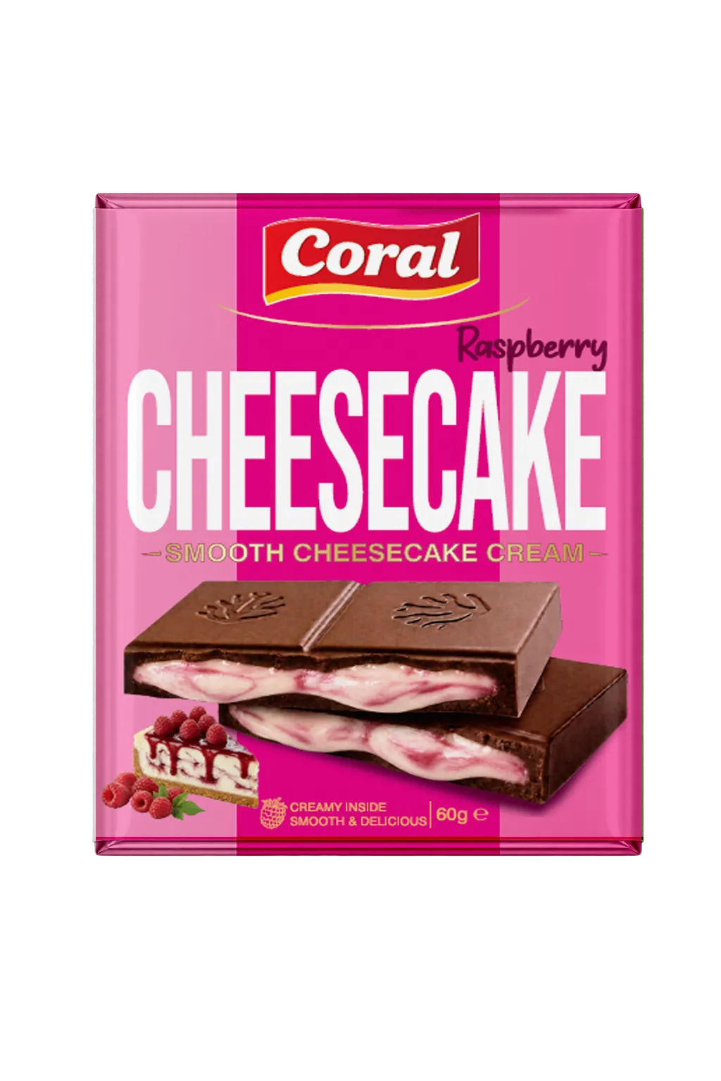 CORAL Milk Chocolate with Strawberry Cheesecake Cream Filling 60 G