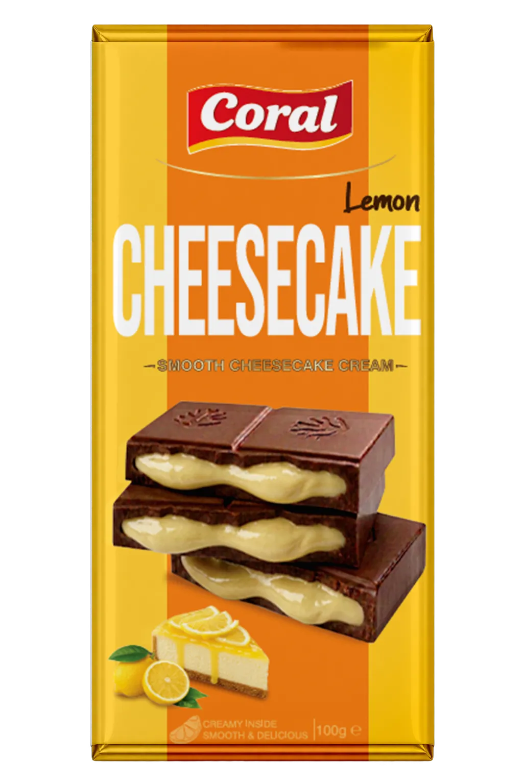 CORAL Milk Chocolate with Lemon Cheesecake Cream Filling 100 G