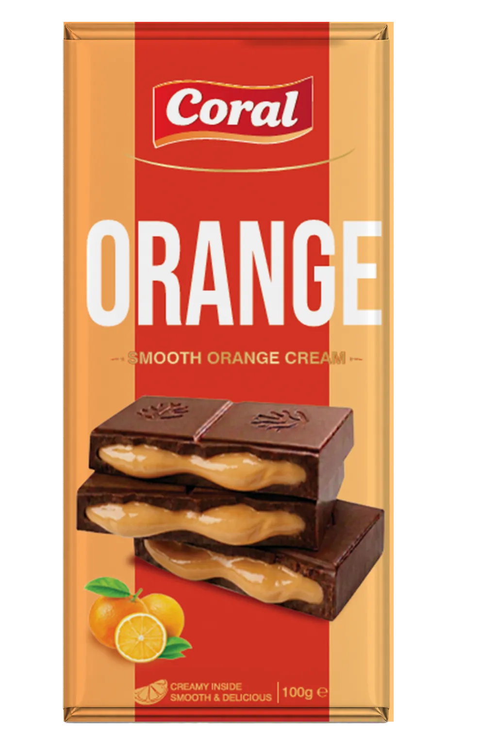 CORAL Milk Chocolate with Orange Cheesecake Cream Filling 100 G