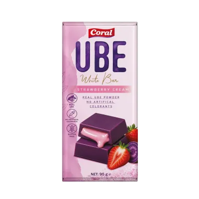 CORAL Ube White Bar with Strawberry Cream Filling 95 G