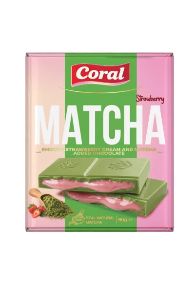CORAL Matcha Chocolate with Strawberry Cream Filling 60 G