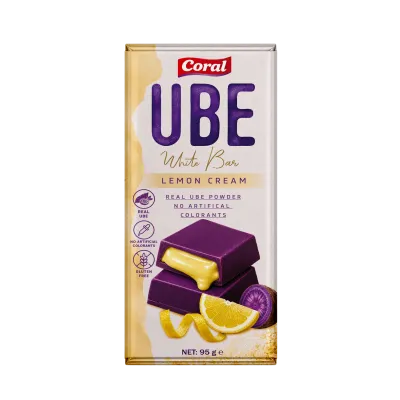 CORAL Ube White Bar with Lemon Cream Filling 95 G