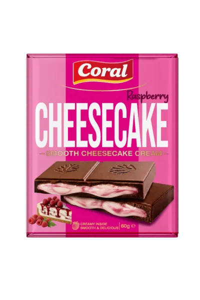 CORAL Milk Chocolate with Strawberry Cheesecake Cream Filling 60 G