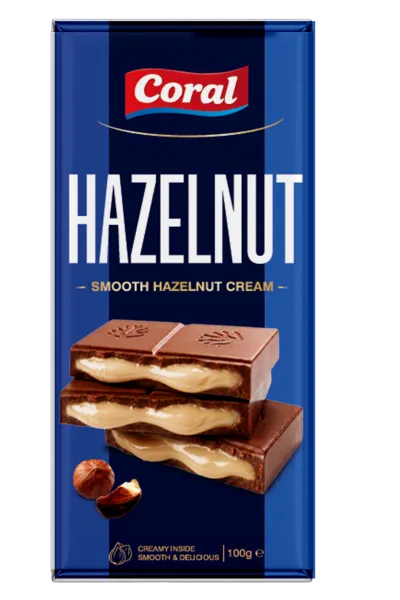 CORAL Milk Chocolate with Hazelnut Cream Filling 100 G