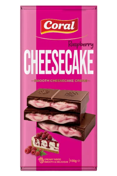CORAL Milk Chocolate with Raspberry Cheesecake Cream Filling 100 G