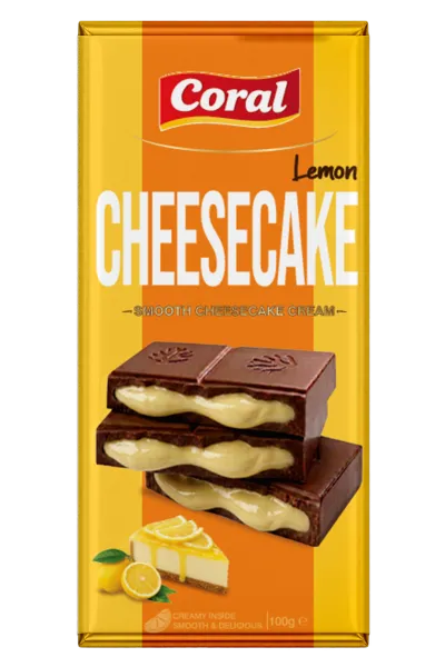 CORAL Milk Chocolate with Lemon Cheesecake Cream Filling 100 G