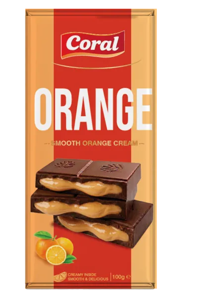 CORAL Milk Chocolate with Orange Cheesecake Cream Filling 100 G