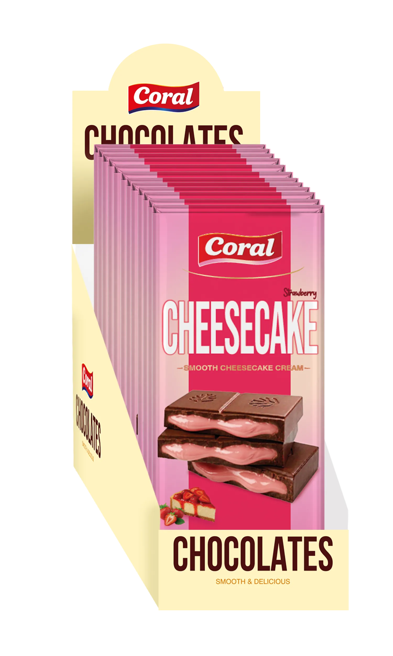 CORAL Milk Chocolate with Strawberry Cheesecake Cream Filling 100 G